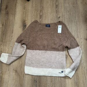 Abercrombie & Fitch Tri-Tone Sweater - Brown, Beige, Cream Women XS